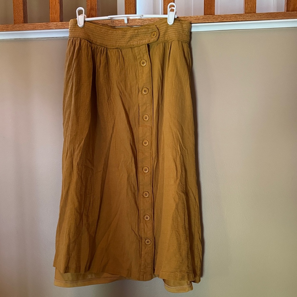 Polagram Button-Front Midi Skirt in Mustard